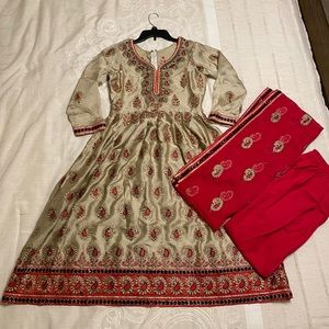 Gold & Red Designer Indian Dress (NWOT)